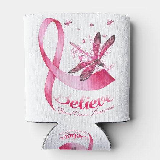 Geloof Dragonfly roze lintblaaskanker Blikjeskoeler (Achterkant)