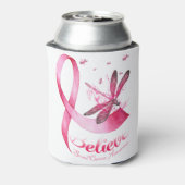 Geloof Dragonfly roze lintblaaskanker Blikjeskoeler (Blikje Achterkant)