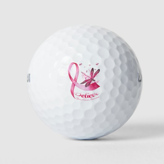 Geloof Dragonfly roze lintblaaskanker Golfballen (Voorkant)