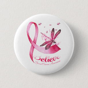 Geloof Dragonfly roze lintblaaskanker Ronde Button 5,7 Cm