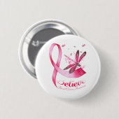 Geloof Dragonfly roze lintblaaskanker Ronde Button 5,7 Cm (Voorkant /achterkant)