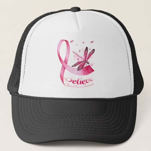 Geloof Dragonfly roze lintblaaskanker Trucker Pet (Voorkant)