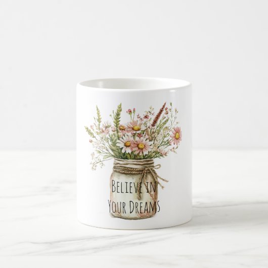 Geloof Droom Bloemen in Pot Koffiemok (Center)
