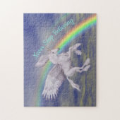 Geloof eenhoorn over regenboog Inspirerend Legpuzzel (Verticaal)