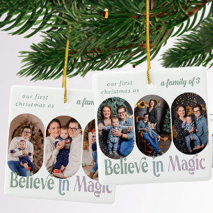 Geloof eerst in magie met Kerstmis 6 foto's elke k Keramisch Ornament