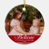 Geloof Elegant Calligraphy Family Photo Red Keramisch Ornament (Voorkant)