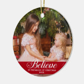 Geloof Elegant Calligraphy Family Photo Red Keramisch Ornament (Links)