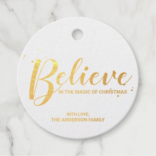 'Geloof' Elegant Gold Foil met kerst Bedankjes Labels (Voorkant)