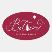 geloof elegant manuscript decoratieve vakantieenve ovale sticker (Voorkant)