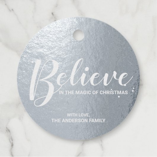'Geloof' Elegant Silver Foil met Kerstmis Bedankjes Labels (Voorkant)