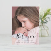 Geloof Elegante Calligrafie Familie Foto Feestdagenkaart (Staand voorkant)