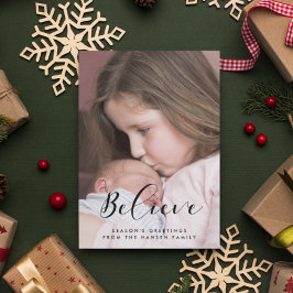 Geloof Elegante Calligrafie Familie Foto Feestdagenkaart