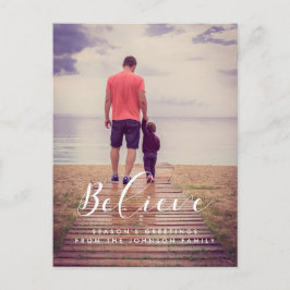 Geloof Elegante hand belettering vakantiefoto Briefkaart