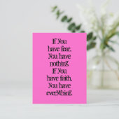 Geloof en angst positief denken Wet van aantrekkin Briefkaart (Staand voorkant)