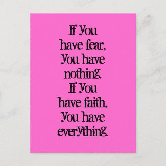 Geloof en angst positief denken Wet van aantrekkin Briefkaart (Voorkant)