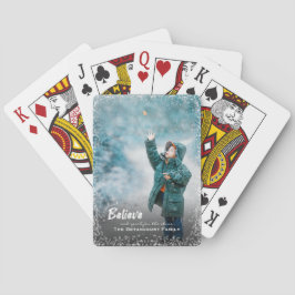 Geloof en bereik voor de sterren kerst foto pokerkaarten