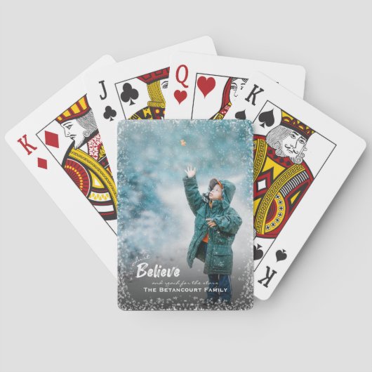 Geloof en bereik voor de sterren kerst foto pokerkaarten (Achterkant)