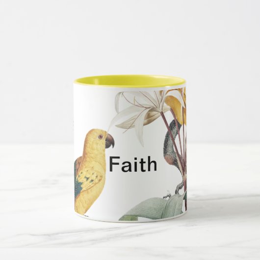 Geloof en hoop, heb geloof Yellow Parrot Religious Mok (Midden)