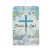 Geloof en hoop Vertrouwen in de Heer blauw bloemen Luchtverfrisser (Voorkant)