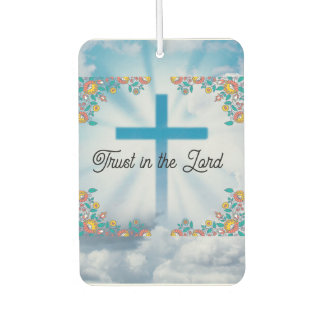 Geloof en hoop Vertrouwen in de Heer blauw bloemen Luchtverfrisser