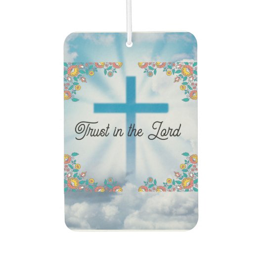 Geloof en hoop Vertrouwen in de Heer blauw bloemen Luchtverfrisser (Voorkant)