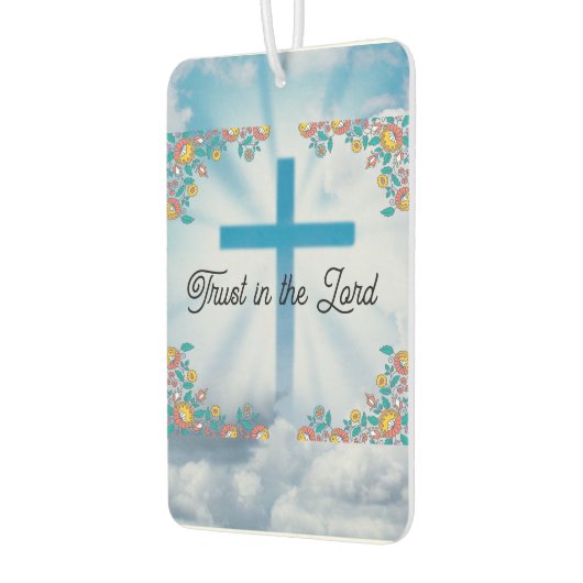 Geloof en hoop Vertrouwen in de Heer blauw bloemen Luchtverfrisser (Links)