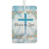 Geloof en hoop Vertrouwen in de Heer blauw bloemen Luchtverfrisser (Achterkant)