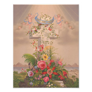 Geloof en liefde en bloemen foto afdruk