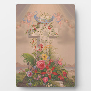 Geloof en liefde en bloemen fotoplaat