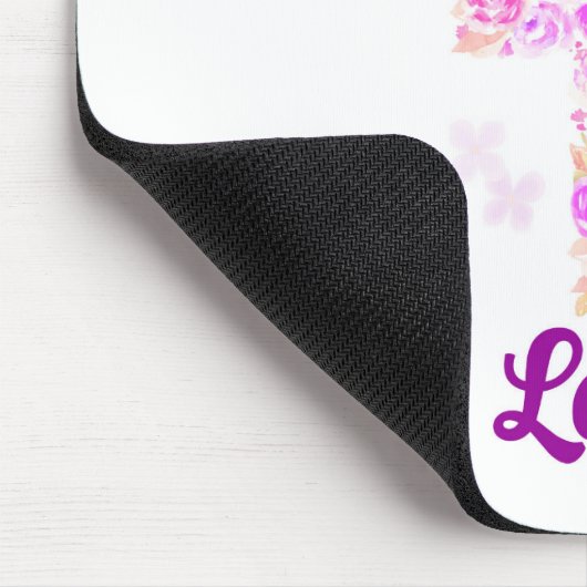 Geloof en Liefde Kruis van Rozen met Roze Vlinders Muismat (Hoek)