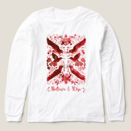 Geloof en opstaan - Inspirerend rode Linocut Bird Tri-Blend Shirt
