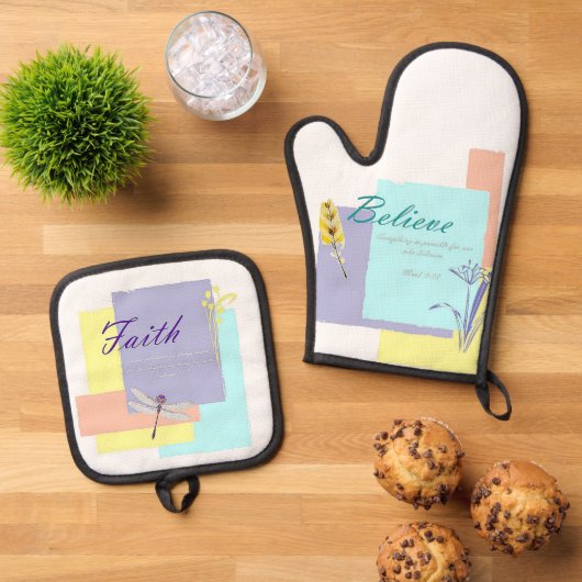 Geloof en vertrouwen ovenwant & pannenlap set (Top down)