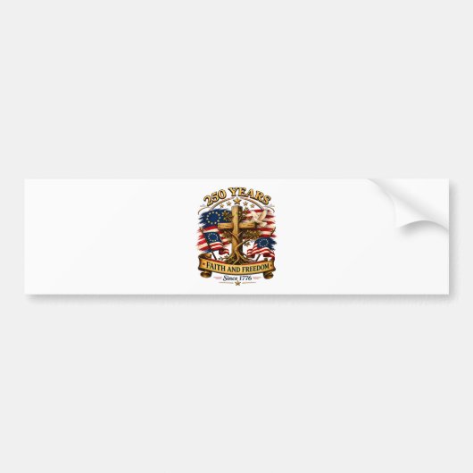 Geloof en Vrijheid 250 Jaar Patriottisch Kruis Bumpersticker (Voorkant)