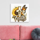 Geloof en zonnebloemen Canvas Afdruk (Insitu (Woonkamer))
