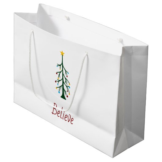Geloof Evergreen Tree kerstcadeau Groot Cadeauzakje (Voorkant Gekanteld)