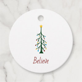 Geloof Evergreen Tree Modern Kerstfeest Bedankjes Labels