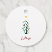 Geloof Evergreen Tree Modern Kerstfeest Bedankjes Labels (Voorkant)
