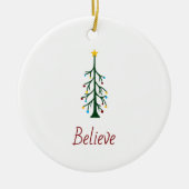 Geloof Evergreen Tree Moderne Kerstmis Keramisch Ornament (Voorkant)