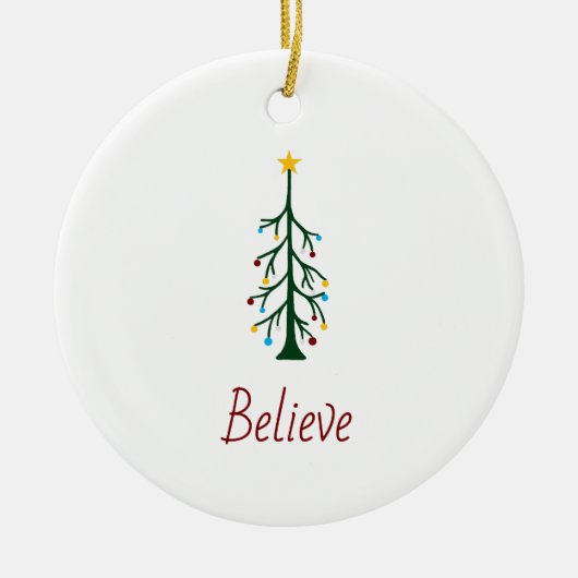 Geloof Evergreen Tree Moderne Kerstmis Keramisch Ornament (Voorkant)