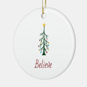 Geloof Evergreen Tree Moderne Kerstmis Keramisch Ornament (Links)