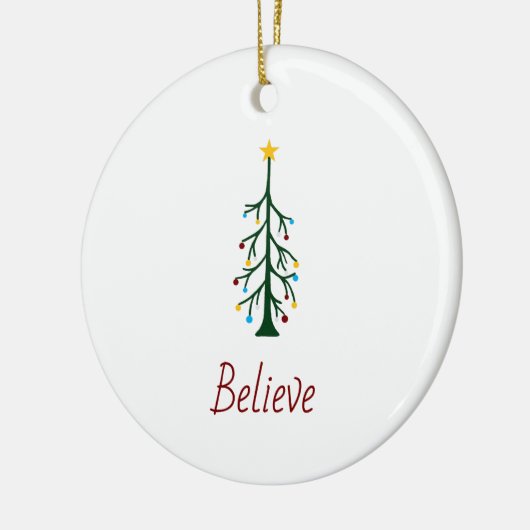 Geloof Evergreen Tree Moderne Kerstmis Keramisch Ornament (Links)