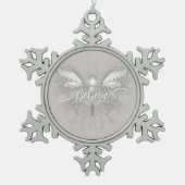 Geloof Fairy Starlight Fantasy Tin Sneeuwvlok Ornament (Voorkant)