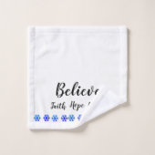 Geloof Faith Hope Love Blue Snowflake Bad Handdoek (Wasdoekje)