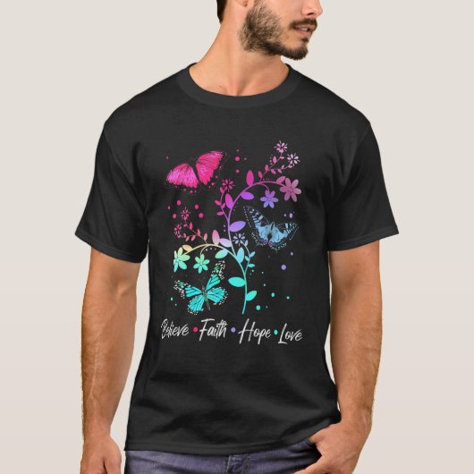 Geloof Faith Hope Love Butterfly T-shirt (Voorkant)