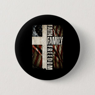 Geloof Familie Dom - Patriottisch Christelijk Vint Ronde Button 5,7 Cm