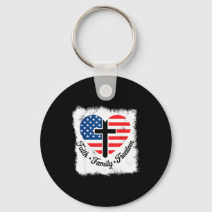 Geloof Familie Dom Usa Vlag Kruis Hart Patriottisc Sleutelhanger