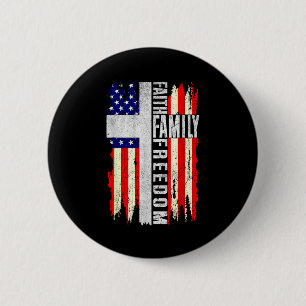 Geloof Familie Domein - Patriottisch Christelijk V Ronde Button 5,7 Cm