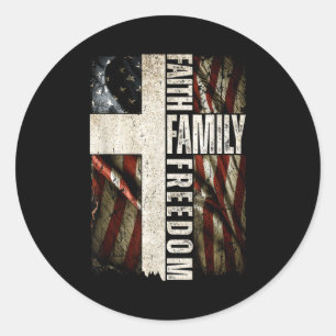 Geloof Familie Domein - Patriottisch Christelijk V Ronde Sticker