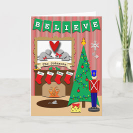 Geloof familie foto's op aangepaste kerstmis 4 feestdagen kaart