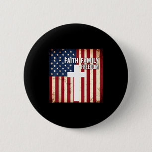 Geloof familie vrijheid patriottisch christelijk u ronde button 5,7 cm